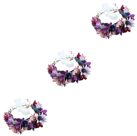 FRCOLOR 3stücke Simulation Flower Headband Mit Lebensechten Kunstblumen Für Hochzeiten Festivals Und Partys Sorgt Für Einen Farbenfrohen Und Unvergessliche