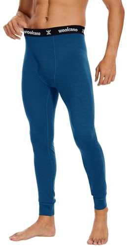woolcano 100% lana merino, mutande lunghe da uomo, biancheria intima termica da uomo, Blu mare, XL