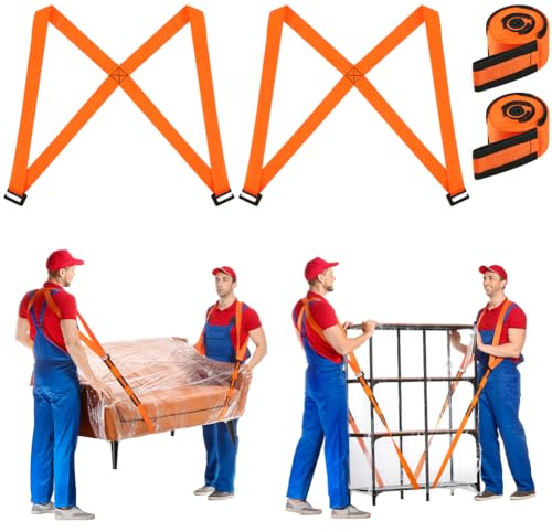URAQT 2 Pezzi Cinghie Trasporto Mobili, Cinghie di Sollevamento per Mobili, Cinghies e Imbracature per 2 Persone, 360 kg, Cintura per Sollevamento Cinghies e Imbracature per Trasloco, Sposta Mobili