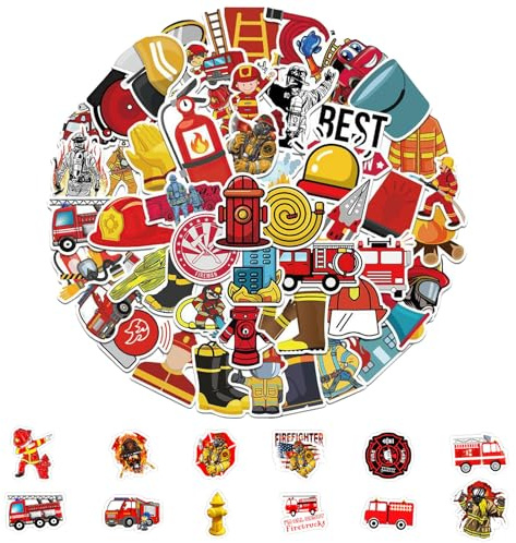 Bzzerumy 100 STK Feuerwehr-Malersticker, Kreative Wand-Deko für Kindergeburtstage, Feuerwehr-Thema Malsticker für Partydekoration (Feuerwehr)