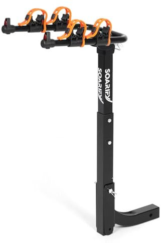 Soarify Portabici per auto, SUV, camper, supporto posteriore 2, carico fino a 31,8 kg, cinghie in gomma, rilascio inclinabile con attacco da 5,1 cm, per auto (2 biciclette)