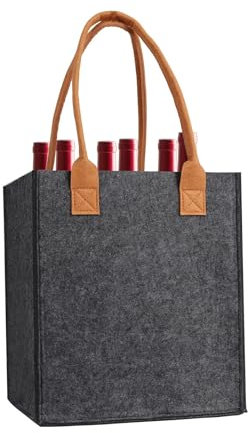 UV STYLISH Flaschentasche, Bottle Bag für 6 x 1,5 Liter Flaschen, Bottlebag, Tragetasche mit Trennwänden für Flaschen, Einkaufstasche mit 6 Fächern, 23 cm x 18 cm x 26 cm (Dunkelgrau)