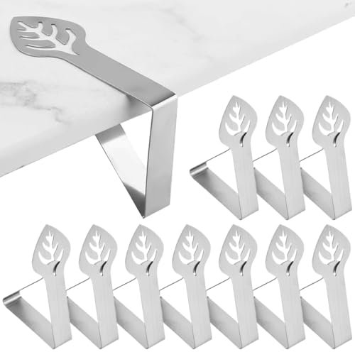 KOLZEMV 10 Piezas Clips de Acero Grandes Inoxidable Mantel Pinza para Mantel Cubierta, sujeta manteles, sujeta manteles de mesa exterior, mesa jardin exterior, para hogar, Fiestas,Restaurante, Bodas