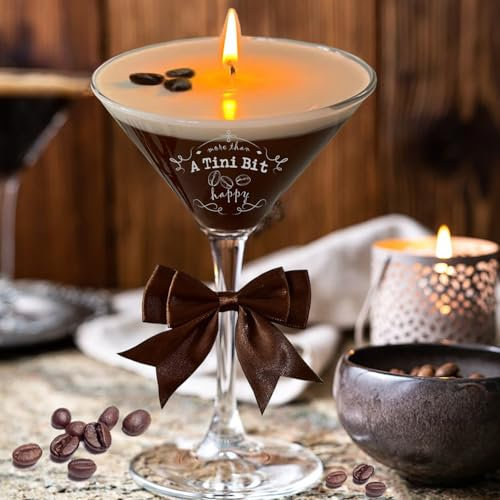 Coffee Espresso Martini Candles, Martini Coffee Candle Gifts for Women Men Birthday, Scented Candles Unique Gifts for Coffee Lover, Nature Soy Wax Candle for Christmas Home Bedroom Coffee Bar Decor
