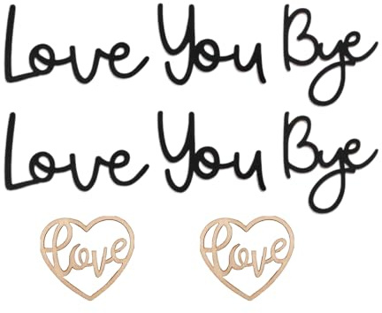 2 Set Love You Bye Wood Signs Wall Decor with 2 Love Accessories,Express Love and Warmth Family Sign,Wall Decoration Sign for Hallway Decor with Double Sided Sticky Dots Modern Simplicity Decoration