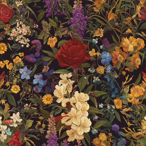 JIAOQSS Vinilo adhesivo para pared Barroco romántico boho floralFlores de jardín Papel tapiz adhesivo Papel tapiz de vinilo impermeable para renovación para sala de estar papel tapiz de pared