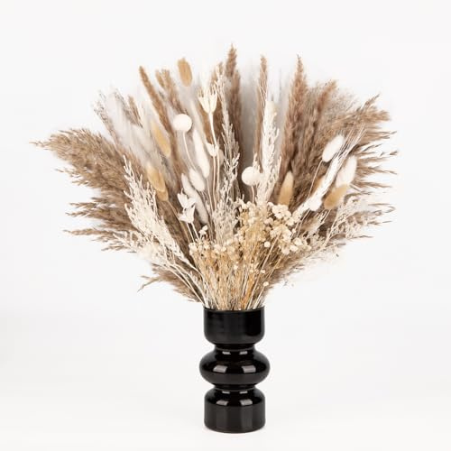 Getrocknete Pampasgras Deko Set 109 Stück Natürliche Pampasgras Trockenblumen Deko DIY Schilfgrasstrauß für Hochzeit Pflanzen Blumenstrauß Boho Pampas Deko für Wohnzimmer Home Hochzeit Vasen Tischdeko