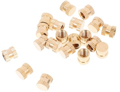 GETAJGHSD 20 Stück Gewinderändelmuttern aus Messing 1/4-20 X 8 X 8mm Eingelassene Muttereinsätze mit Innengewinde für Kunststoffspritzguss Praktisch und Sicher