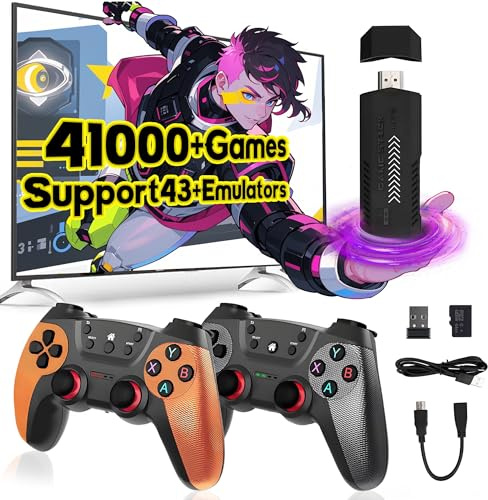 X2 Ultra Retro Game Stick 4K,Built-in 41000+ Games,Support 43 Emulators,HDMI Output Portable Retro Game Console with 2.4G Wireless Controllers,Plug & Play Arcade Video Game Emulator for Adults (128G)