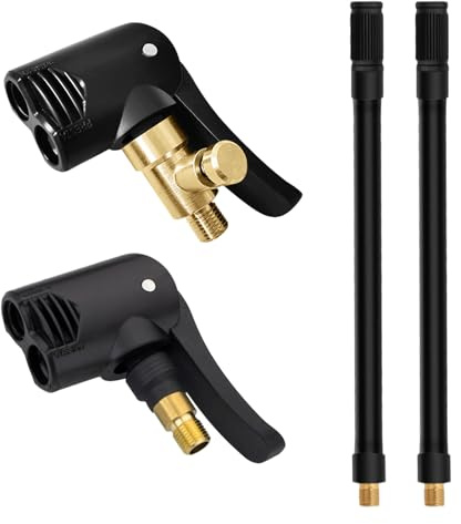 Adaptateur de Valve Pneu - 2 Pièces Embout Gonfleur en Laiton, Adaptateur de Valve Schrader & Presta 2 en 1 avec Rallonge 17.5 cm, Compatible Voitures, Motos, Vélos, Véhicules Utilitaires