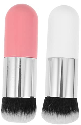 DECORNIJIA 2piezas Brochas De Maquillaje Para Base y Polvo Pinceles Sintéticos Esponjosos Para Aplicación Profesional Herramientas Para Maquillaje Facial y Difuminado