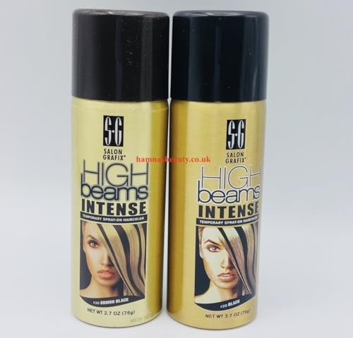 Two Pack HBHigh Beams Intense Temporary Spray On Hair Color- 20 Black 76g