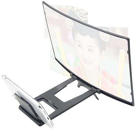 NUOBESTY Support de Téléphone Incurvé 12 Pouces Pliable Loupe D'écran Mobile en Abs et Acrylique, Utilisation Les Mains pour Regarder Vidéo Plus Claire en Famille ou Entre Amis