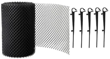 Protezioni for grondaie Nere con 15 Ganci a Clip, Larghezza 18 cm x Lunghezza 8 m, Protezione for grondaie in plastica, 1 Pezzo