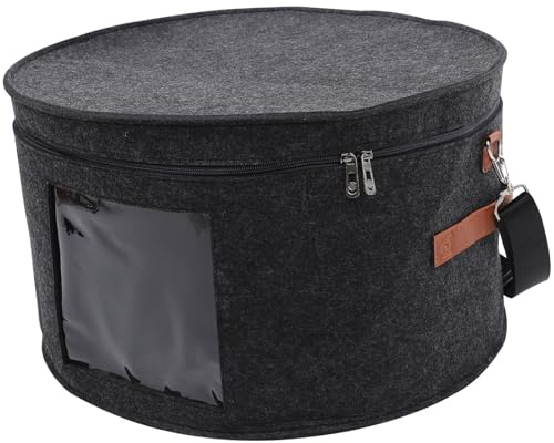 OUNONA Caja Redonda Para Almacenamiento De Sombreros Caja Portátil Con Tapa y Ventana Transparente Organizador Para Gorras y Sombreros De Fieltro Resistente y Fácil De Transportar Color g
