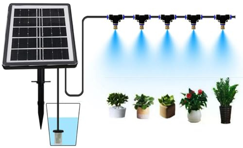 FLEXMAN Kit de Système d'Irrigation à la Pulvérisation Solaire, 15 Pots Automatique Auto Arrosage à Énergie Solaire Mode d'Irrigation en Mode d'Irrigation pour Refroidissement