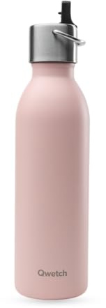 QWETCH - Bouteille Isotherme Active Rose Pastel 600ml - Gourde avec Bouchon Sport - 24h Froid et 12h Chaud - Etanche & Compacte