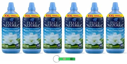 6 ammorbidenti Felce Azzurra Pura Freschezza - Ammorbidente concentrato - 92 lavaggi - 1840ml + portachiavi Beni Culinari