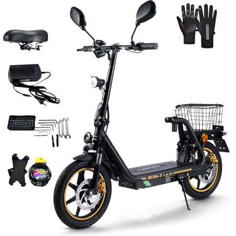 TWOFISH Patinete Electrico con Certificación EEC, Batería de 48 V y 13 Ah, Autonomía de 35 km, Neumáticos de 14 Pulgadas, 3 Modos de Velocidad, Carga de 120 kg (Negro)