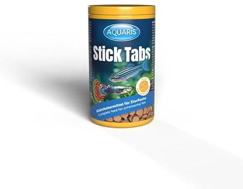 AQUARIS Stick Tabs – Mangime in pastiglie per pesci tropicali e gamberetti. Si attacca al vetro, a lenta dissoluzione. Ricco di spirulina e proteine – 250 ml / 150 g