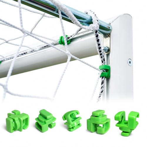 Ganci in Nylon per Reti Porte da Calcio e Calcetto in Alluminio, Ganci Reggirete a Innesto per Fissaggio Rete, Accessori per Porte Calcio, Colore Verde, Materiale Nylon