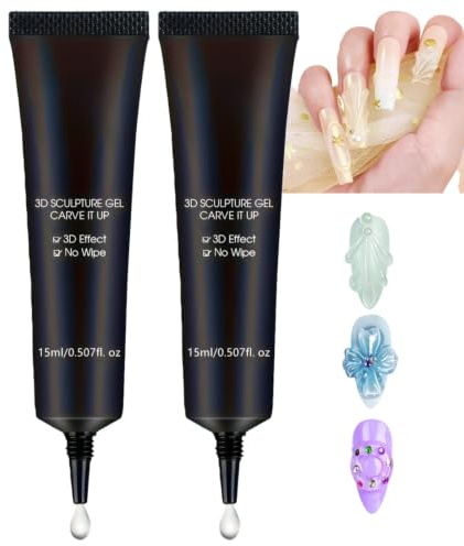 Gel de Colle à Ongles 15ml, 2 PCS Colle Ongle à Séchage Rapide,Gel 3D Nail Art,Sans Lampe UV,Kit Adhésif 3 en 1 pour Extension et DIY Manucure, Séchage Rapide à l'Air Libre