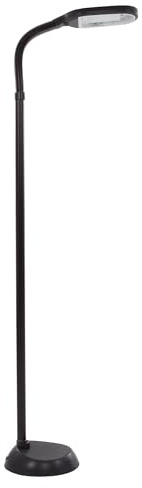 Lavish Home Adjustable Floor Lamp for Bedroom - Full Spectrum Natural Sunlight Lamp for Office with Bendable Neck for Reading Light, Craft, Studying, and Esthetician Light - (Black)