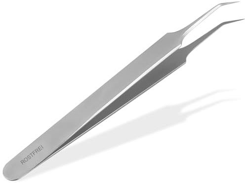 InstrumenteNrw Zeckenpinzette Edelstahl Rostfrei 11,5 cm Farbe Silber | Zeckenentferner Hunde Zeckengreifer mit abgewinkelter Spitze für eine präzise und effiziente Zeckenentfernung bei Haustieren