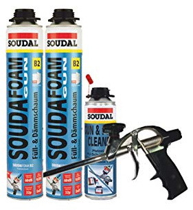 Soudafoam B2 Pistolenschaum Set 2 Stück mit Profi-Schaumpistole + Reiniger