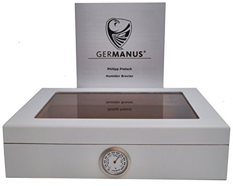 GERMANUS Zigarren Humidor Mensalla für ca. 30 Zigarren, Weiss