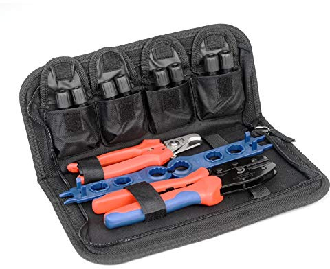 iCrimp LY-2546B-KIT Crimpzangen-Set, Crimpzangenset mit Kabelschneider, Abisolierzange, Schraubenschlüssel und Steckverbinder Solar PV Panel Tool Kit, Crimpwerkzeuge für 2,5/4,0/6 mm²