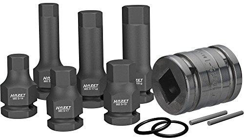 HAZET Kraft Schraubendreher-Steckschlüsseleinsatz-Satz 985S/11 | 1/2 Zoll (12,5 mm) Vierkant hohl, 24 mm Außen-Sechskant, Antrieb 1/2 Zoll (12,5 mm) Vierkant hohl, 24 mm Außen-Sechskant