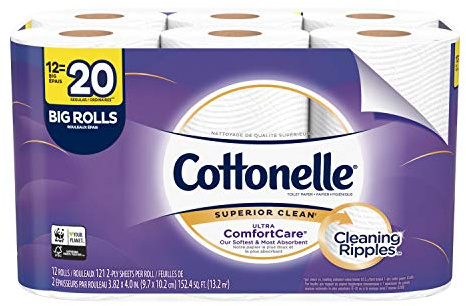 Cottonelle Ultra ComfortCare Toilet Paper, Soft Bath Tissue, 12 Count of 121 Sheets Per Roll