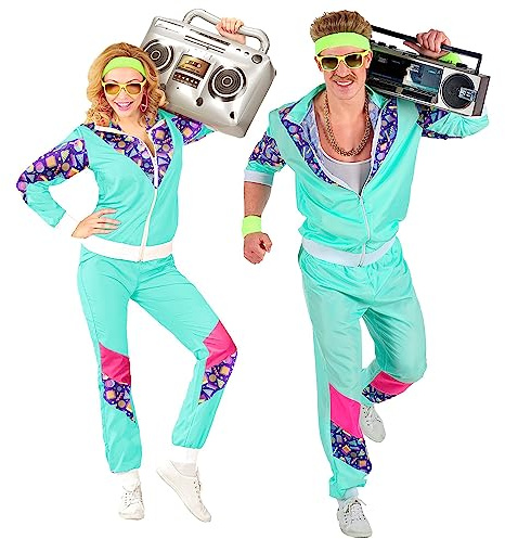 W WIDMANN MILANO Party Fashion - 80er Jahre Trainingsanzug | Jacke und Hose für Erwachsene, Vintage-Style, Retro Outfit, Jogginganzug für Karneval und Mottopartys