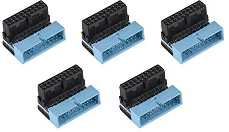 Hakeeta 5 STÜCKE USB 3.0 19-poliger Motherboard-Anschluss, interner Header, Stecker-Buchse-Erweiterungsadapter, abgewinkelt, 90 Grad für Motherboard-Mainboard, mehrschichtige Leiterplattenverbindung.