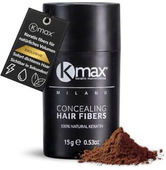 Kmax Haarpuder aus Keratin haare 15 g, Professionelles volumen puder haare natürliche, ansatzpuder zur Abdeckung von Kahlstellen – Dunkelbraun