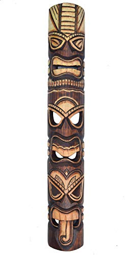 Interlifestyle Maske aus Holz im Tiki Hawaii Totem Look in 100cm Länge - mit Totem Motiv Wandmaske