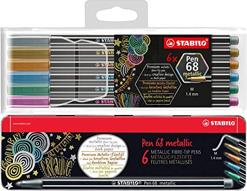 Premium-Metallic-Filzstift - STABILO Pen 68 metallic - 6er Metalletui - 5 Farben + 6er soft Etui 6 Farben