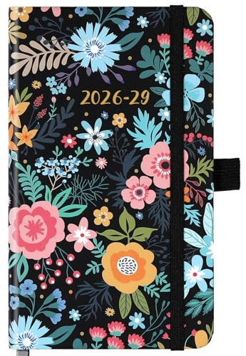 Calendrier de poche 2026-2028 – Planificateur de poche mensuel avec porte-stylo, janvier 2026 à décembre 2028, poches intérieures et 63 pages de notes, 16,8 x 9,4 cm
