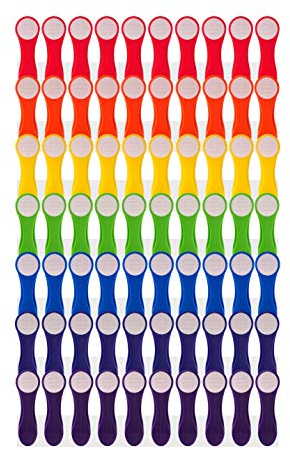 trendfinding 70 Regenbogen Wäscheklammern bunt mit Edelstahlfedern und Softgrip, langlebig und nachhaltig in umweltfreundlicher Kartonverpackung