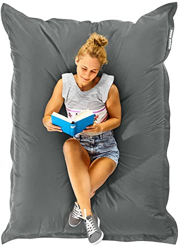 Green Bean© Poltrona a sacco 120x160cm 270 Litri Bambini & Adulti Imbottitura Perle EPS Gigante Grande Esterno Lavabile Impermeabile Cuscino per sdraiarsi per pavimento Sedia Grigio