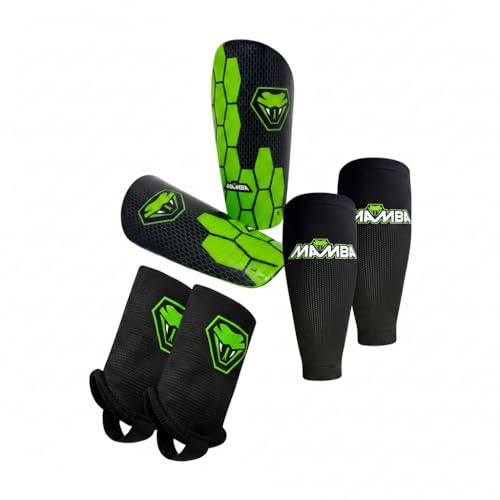 Mamba Ultimatives Schienbeinschoner-Set | Schienbeinschoner, Knöchelschoner & Kompressionshülsen, Flexibilität & Schutz | Kinder/Erwachsene | Tolles 3-Teiliges Design