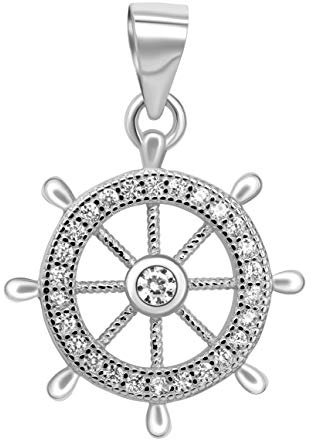 ANDANTE 925 Sterling Silber Damen Kettenanhänger Anhänger ** Glitzerndes Ruder ** mit weißen Zirkoniasteinen