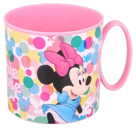 Kids Character Cute Mini Mug 265ML Drinking Re-Usable Plastic Cup Microwave Safe (Minnie Mouse Feel Good)
