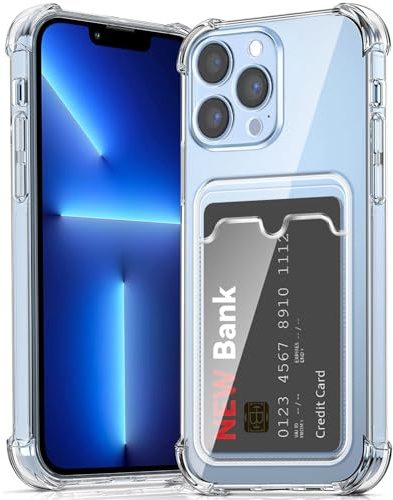 ÁRBOLORO Hülle für iPhone 13 Pro Max mit Kartenfäch Transparent Silikon TPU Handyhülle Ultra Dünn Weiche Stoßfest Flexibel Handy Tasche Bumper Case für iPhone 13 Pro Max