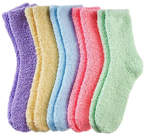 Josnown Calzini Donna Invernali, 5 Paia Calzini Pelosi Morbide Soffici, Calze Termici Donna per Casa Spessi & Accoglienti, Alta Elasticità Calzini per Dormire Regalo, Taglia 35-41