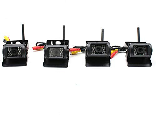 4X Kabellos Nachtsicht RüCkfahrkamera LCD Monitor Fernbedienung Wasserdicht Funk Auto Mit RüCkansicht Kamera Set Drahtloser Digitale RüCkfahrkameras Screen Kabellose Einparkhilfe System Autokamera