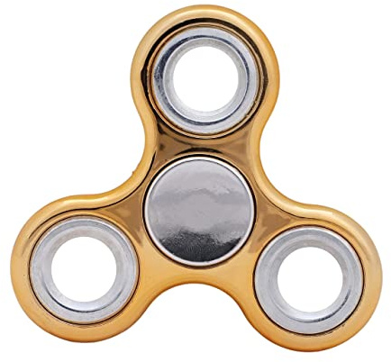 Toyland® Fidget Hand Spinner - Stress and Anxiety Relief - Assorted Colours (Metallic Gold & Silver Rings)