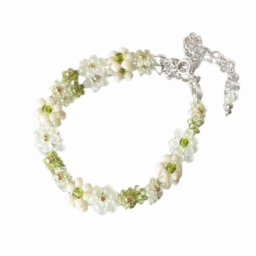 Ichlovdu Damen Armband Gänseblümchen Boho Handgefertigt Blumen Böhmische Perlen Armbänder für Frauen Mädchen Romantisches Schmuck Schön Bracelet (Mehrfarbig9g)
