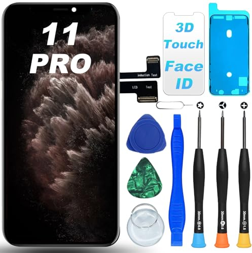 DIGI4U Écran LCD de rechange pour iPhone 11 Pro, écran de 5,8 pouces True Tone Face ID DC Dimming Screen pour iPhone 11 Pro Display Digitizer Assembly, avec outils de réparation pour iPhone 11 Pro LCD